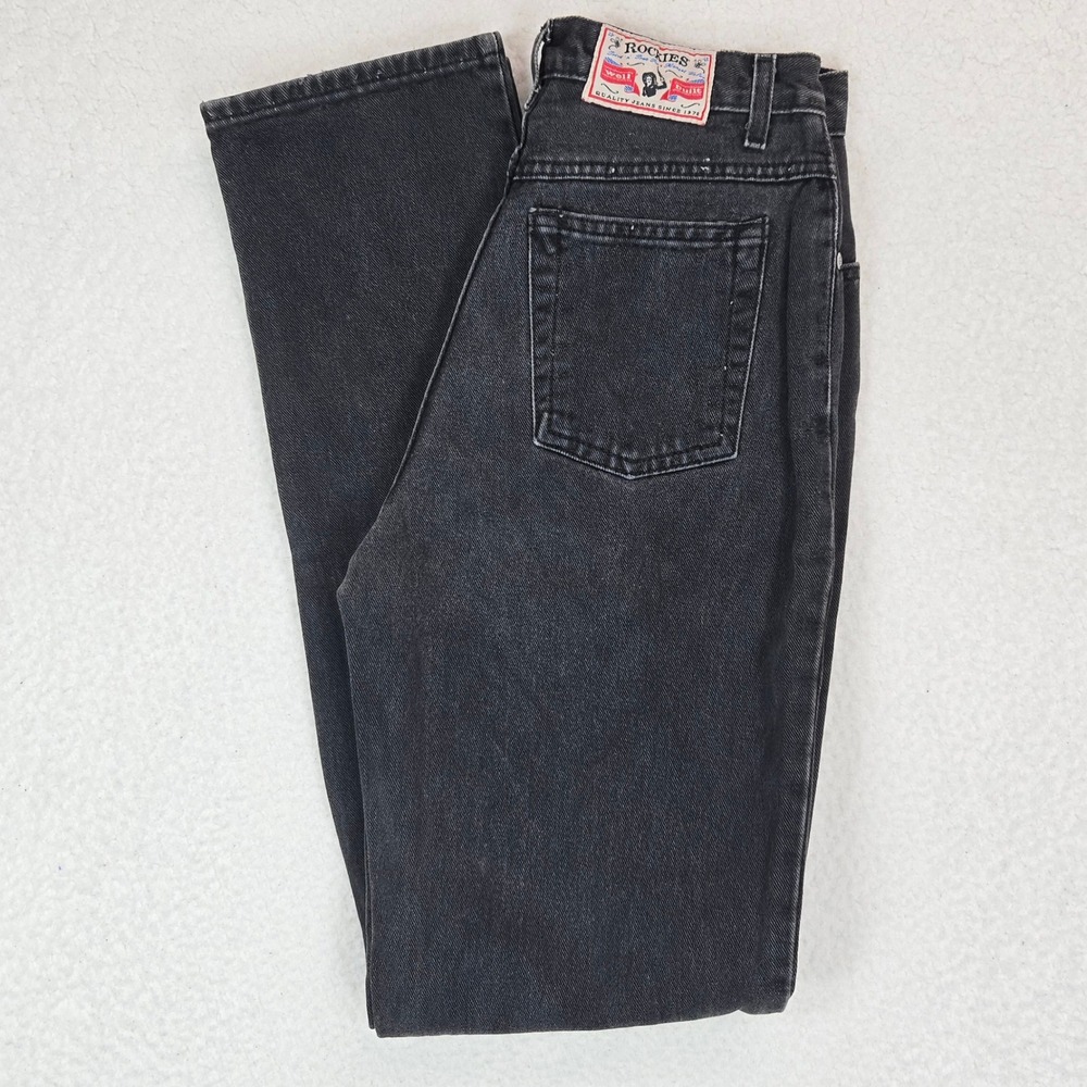 Rockies Vintage 90s High Rise Slim Tapered Jeans 30/11 Black Western Cowgirl‎